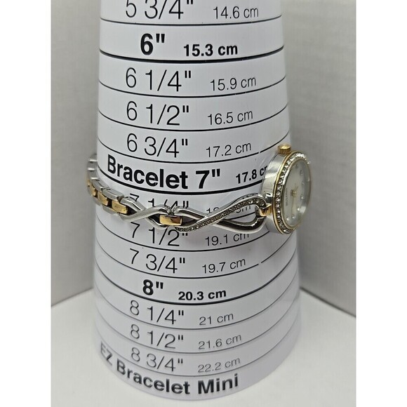 Bulova Womens Crystal Two Tone Bracelet Watch White MOP Dial  display picture 1